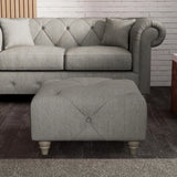 Everett Button Top Footstool Graphite Washed Oak Feet from Roseland Furniture