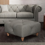 Everett Button Top Footstool Graphite Walnut Feet from Roseland Furniture