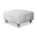 Everett Button Top Footstool Light Blue Washed Oak Feet from Roseland Furniture