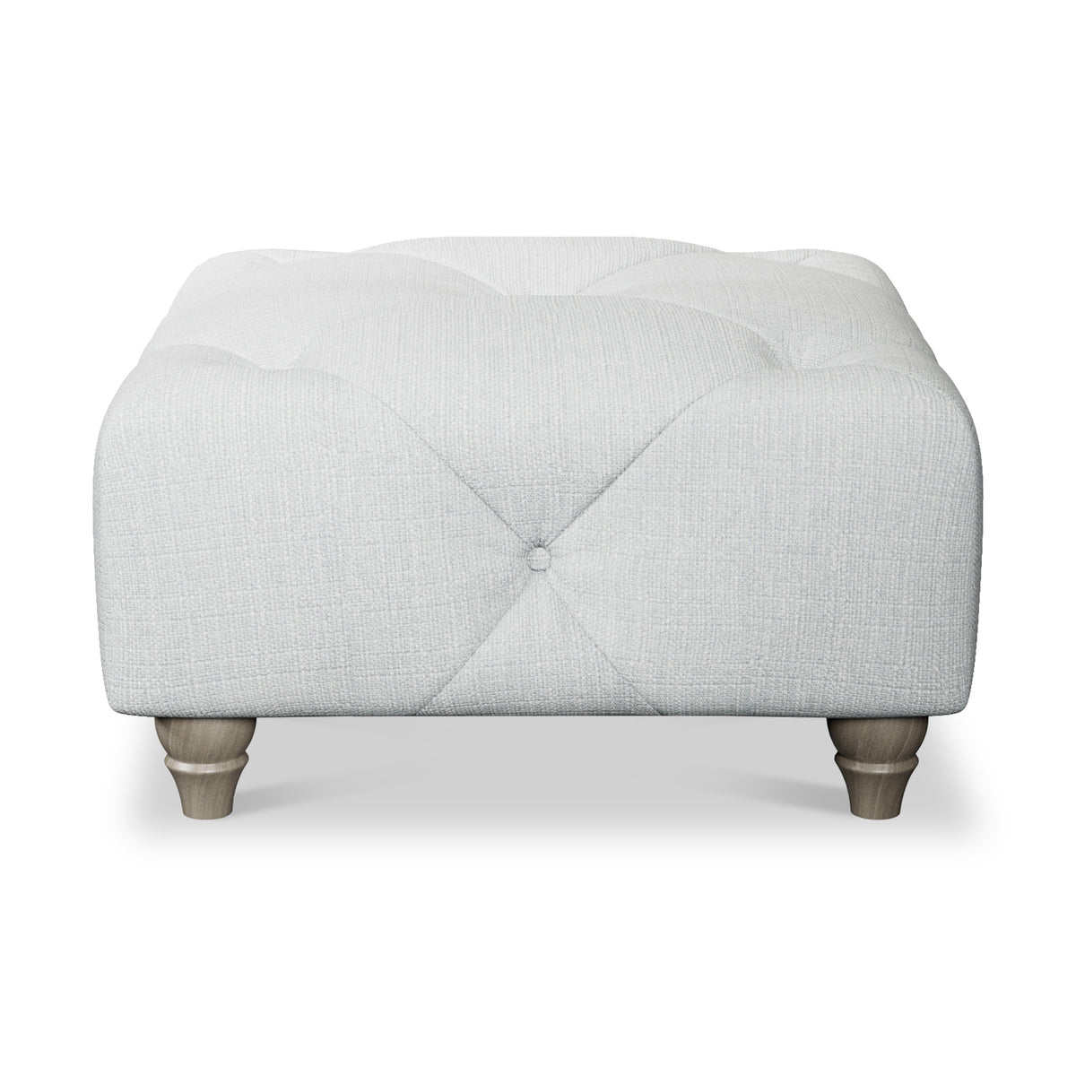 Everett Button Top Footstool Light Blue Washed Oak Feet from Roseland Furniture