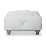 Everett Button Top Footstool Light Blue Washed Oak Feet from Roseland Furniture