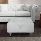 Everett Button Top Footstool Light Blue Washed Oak Feet from Roseland Furniture