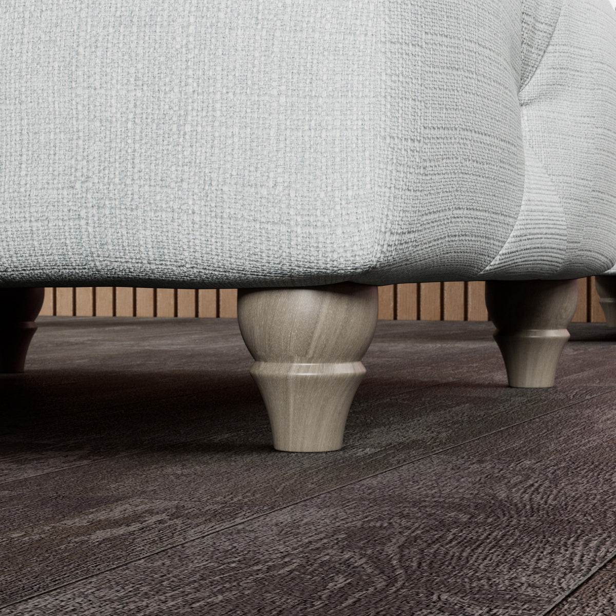 Everett Button Top Footstool Light Blue Washed Oak Feet from Roseland Furniture