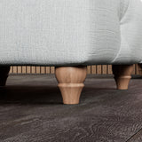 Everett Button Top Footstool Light Blue Walnut Feet from Roseland Furniture