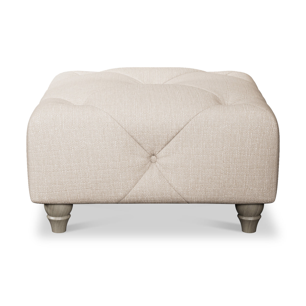 Everett Button Top Footstool Oyster Washed Oak Feet from Roseland Furniture