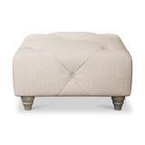 Everett Button Top Footstool Oyster Washed Oak Feet from Roseland Furniture