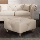 Everett Button Top Footstool Oyster Washed Oak Feet from Roseland Furniture