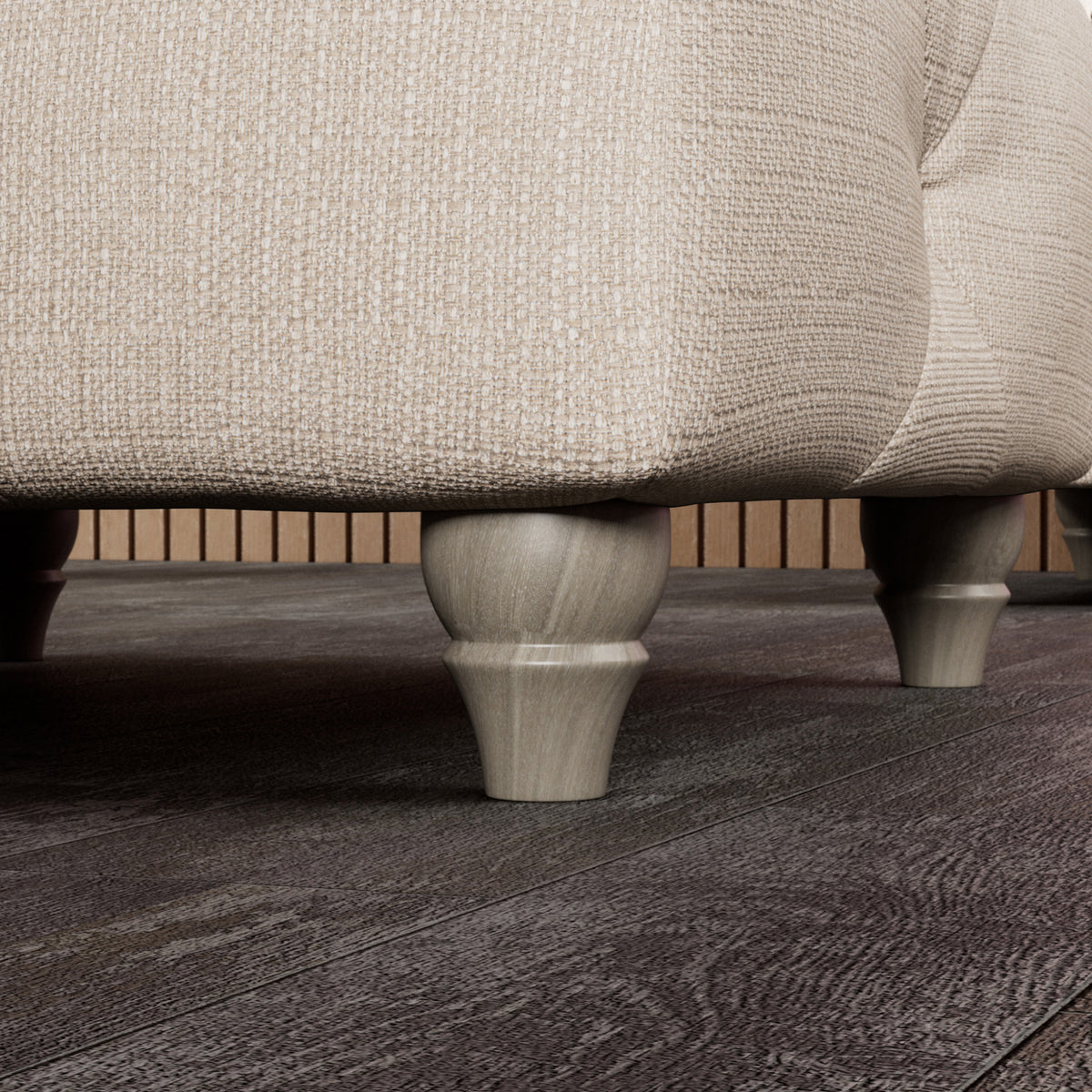 Everett Button Top Footstool Oyster Washed Oak Feet from Roseland Furniture