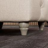 Everett Button Top Footstool Oyster Washed Oak Feet from Roseland Furniture