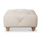 Everett Button Top Footstool Oyster Walnut Feet from Roseland Furniture