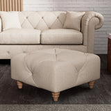 Everett Button Top Footstool Oyster Walnut Feet from Roseland Furniture