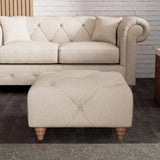 Everett Button Top Footstool Oyster Walnut Feet from Roseland Furniture