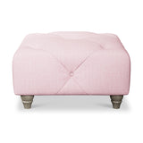 Everett Button Top Footstool Pink Washed Oak Feet from Roseland Furniture