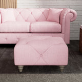 Everett Button Top Footstool Pink Washed Oak Feet from Roseland Furniture