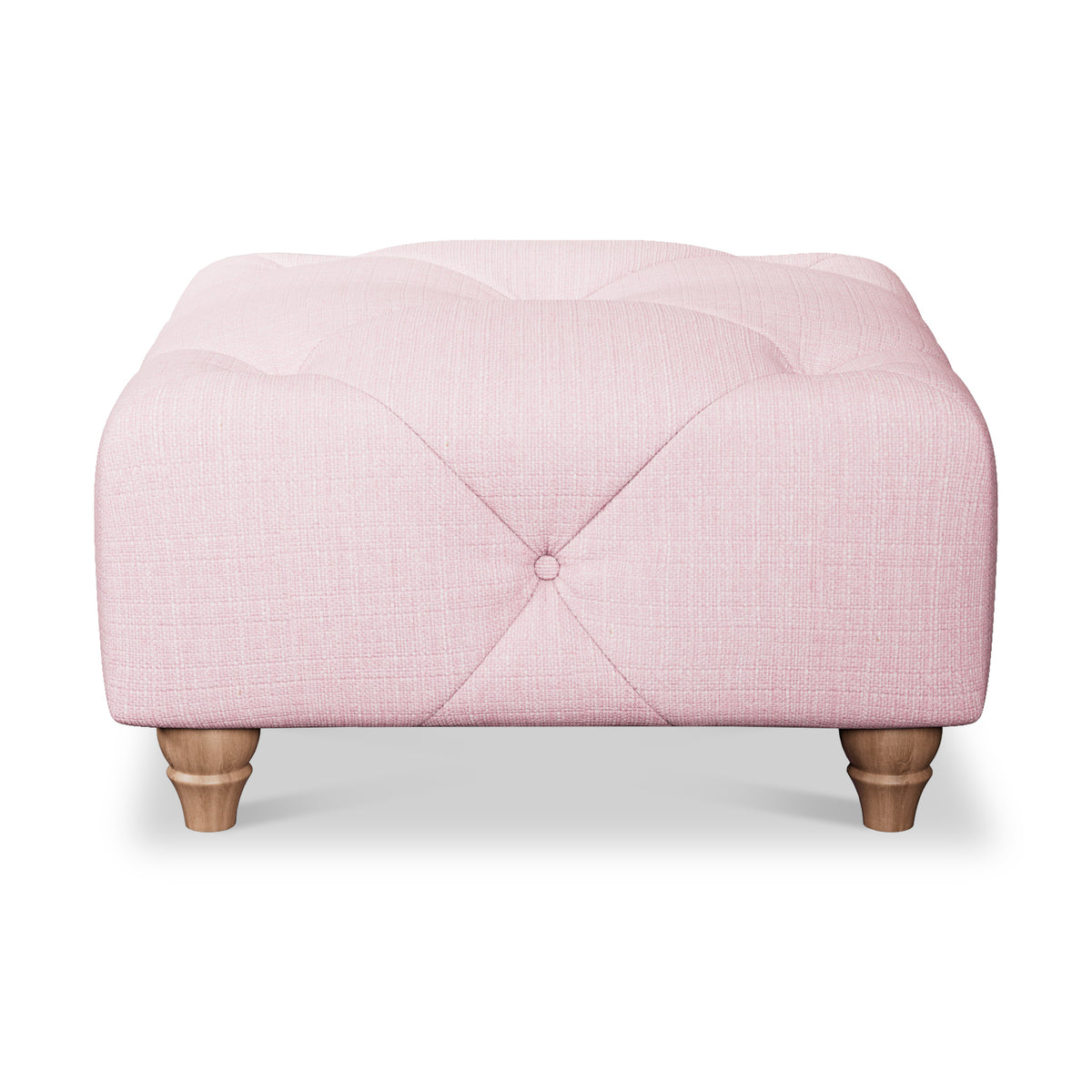 Everett Button Top Footstool Pink Walnut Feet from Roseland Furniture