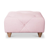 Everett Button Top Footstool Pink Walnut Feet from Roseland Furniture