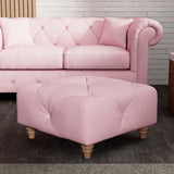Everett Button Top Footstool Pink Walnut Feet from Roseland Furniture