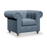 Everett Armchair Deep Blue Washed Oak Feet from Roseland Furniture