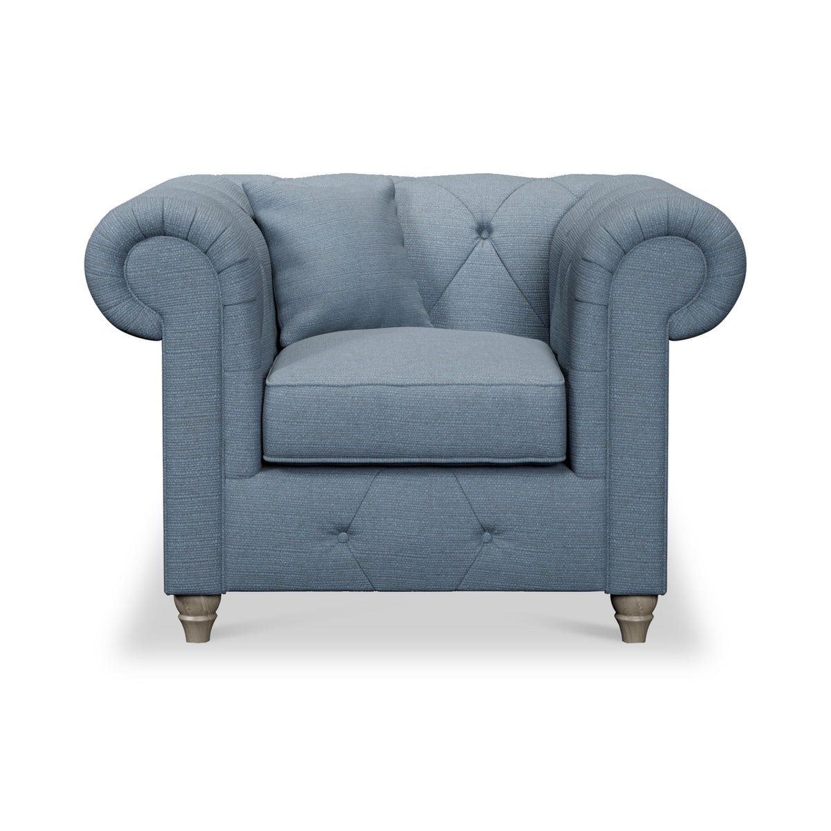 Everett Armchair Deep Blue Washed Oak Feet from Roseland Furniture