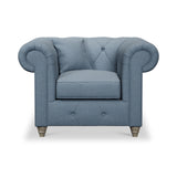 Everett Armchair Deep Blue Washed Oak Feet from Roseland Furniture