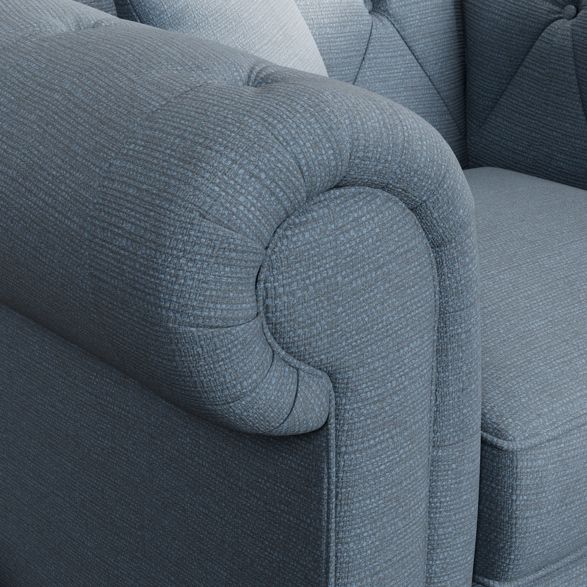 Everett Armchair Deep Blue Washed Oak Feet from Roseland Furniture