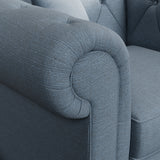 Everett Armchair Deep Blue Washed Oak Feet from Roseland Furniture