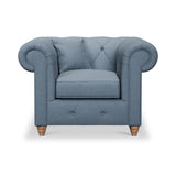 Everett Armchair Deep Blue Walnut Feet from Roseland Furniture