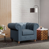 Everett Armchair Deep Blue Walnut Feet from Roseland Furniture