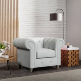 Everett Armchair Light Blue Washed Oak Feet from Roseland Furniture