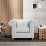 Everett Armchair Light Blue Washed Oak Feet from Roseland Furniture