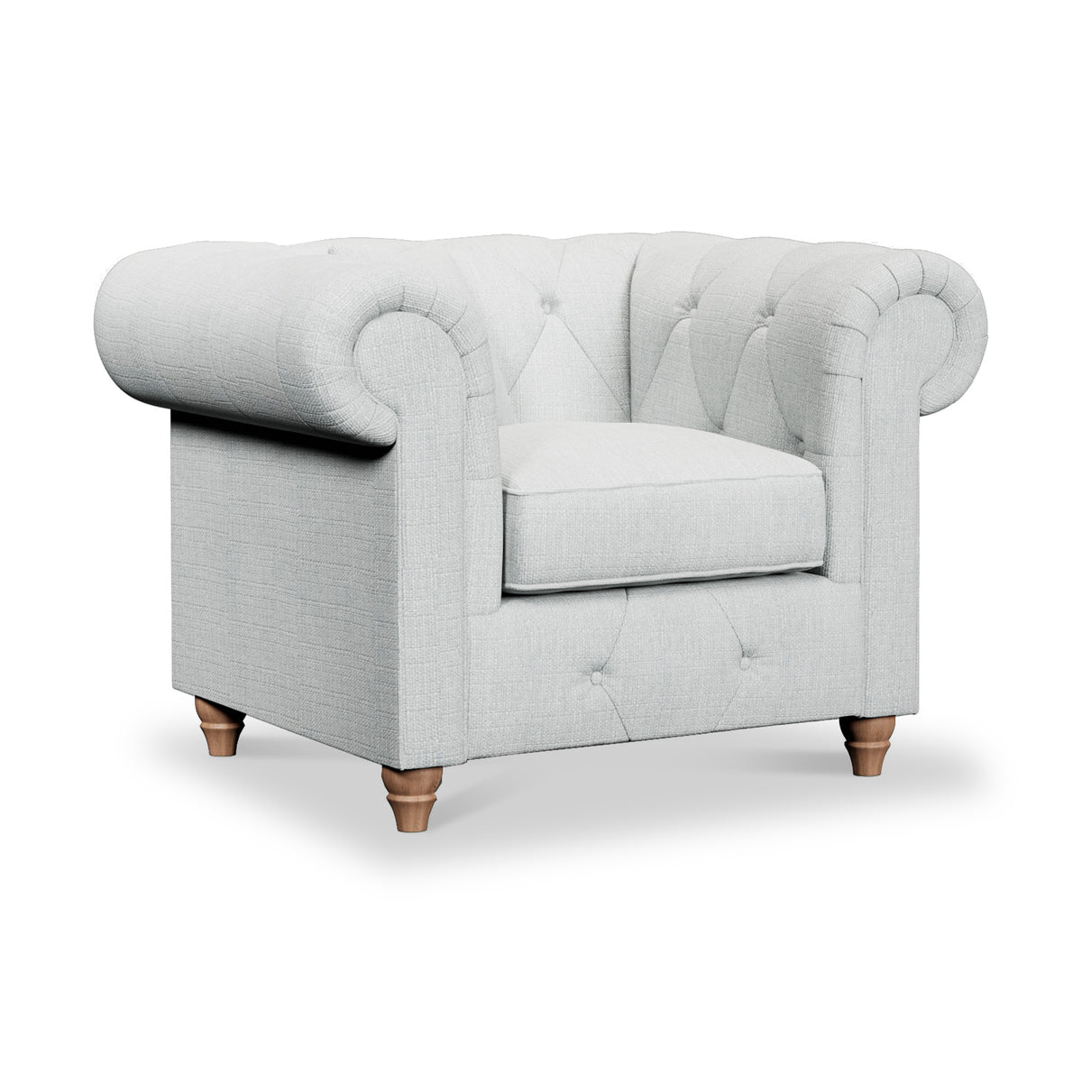 Everett Armchair Light Blue Walnut Feet from Roseland Furniture