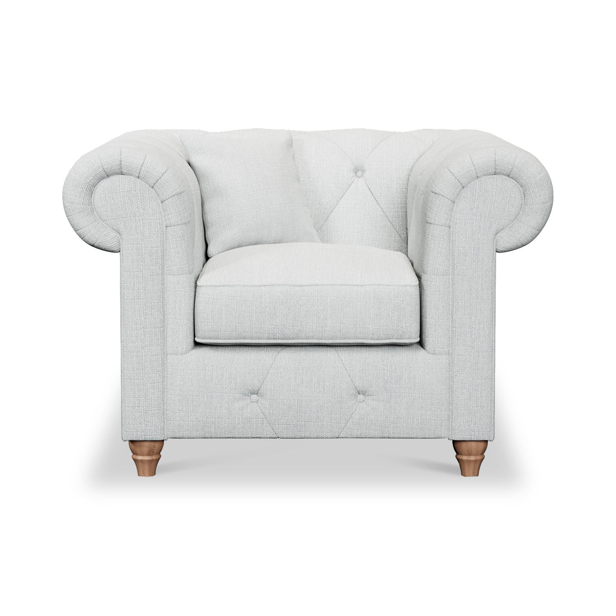 Everett Armchair Light Blue Walnut Feet from Roseland Furniture