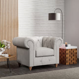 Everett Armchair Light Blue Walnut Feet from Roseland Furniture
