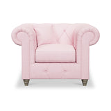 Everett Armchair Pink Washed Oak Feet from Roseland Furniture
