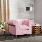 Everett Armchair Pink Washed Oak Feet from Roseland Furniture