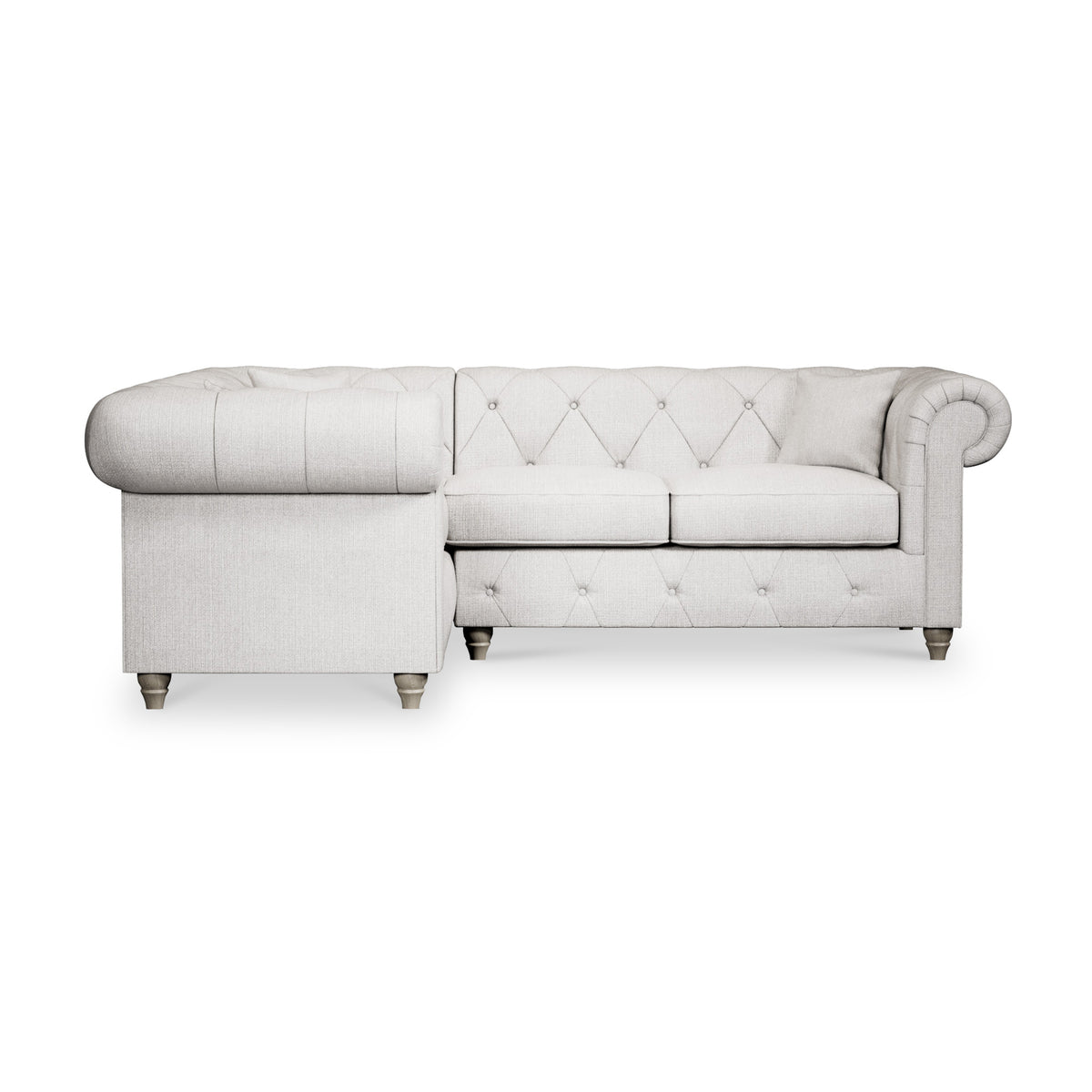 Everett Corner Sofa LH Ash Washed Oak Feet from Roseland Furniture