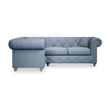 Everett Corner Sofa LH Deep Blue Washed Oak Feet from Roseland Furniture