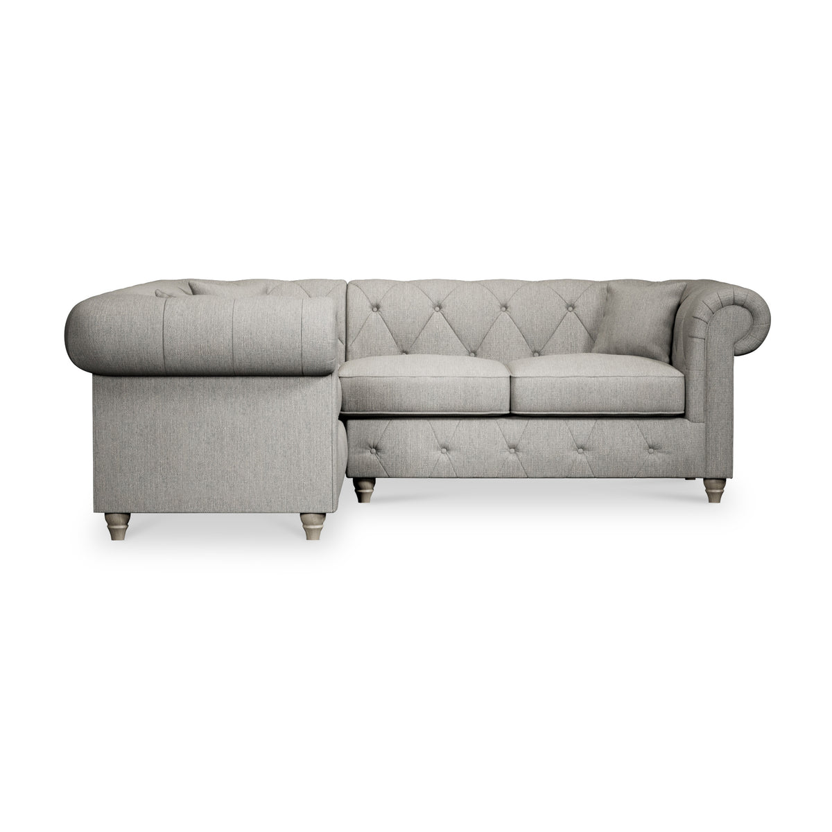 Everett Corner Sofa LH Granite Washed Oak Feet from Roseland Furniture