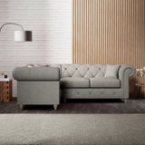 Everett Corner Sofa LH Granite Washed Oak Feet from Roseland Furniture