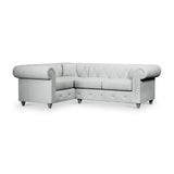 Everett Corner Sofa LH Light Blue Washed Oak Feet from Roseland Furniture