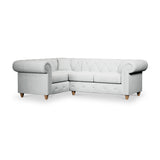 Everett Corner Sofa LH Light Blue Walnut Feet from Roseland Furniture