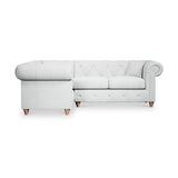 Everett Corner Sofa LH Light Blue Walnut Feet from Roseland Furniture