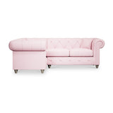 Everett Corner Sofa LH Pink Washed Oak Feet from Roseland Furniture