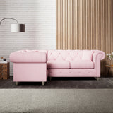Everett Corner Sofa LH Pink Washed Oak Feet from Roseland Furniture