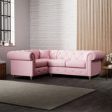 Everett Corner Sofa LH Pink Washed Oak Feet from Roseland Furniture