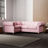 Everett Corner Sofa LH Pink Walnut Feet from Roseland Furniture