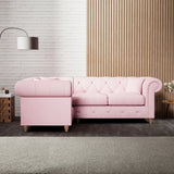 Everett Corner Sofa LH Pink Walnut Feet from Roseland Furniture