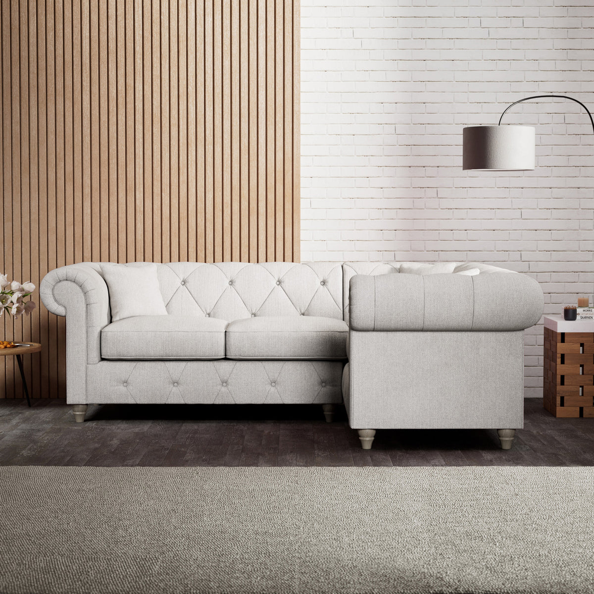 Everett Corner Sofa RH Ash Washed Oak Feet from Roseland Furniture