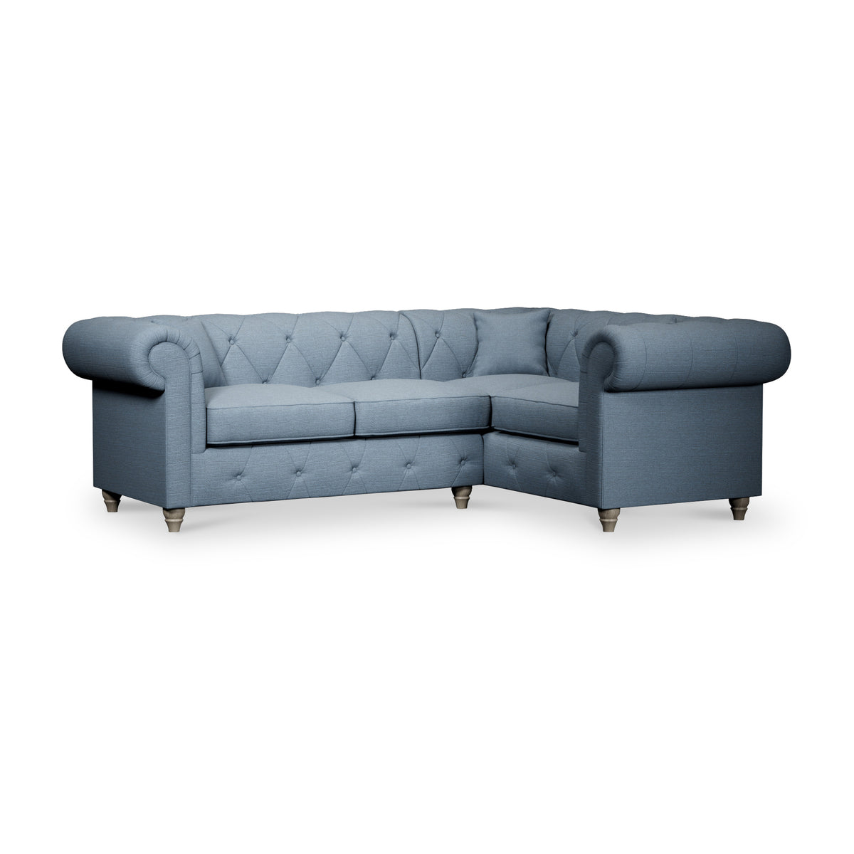 Everett Corner Sofa RH Deep Blue Washed Oak Feet from Roseland Furniture