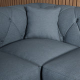 Everett Corner Sofa RH Deep Blue Washed Oak Feet from Roseland Furniture